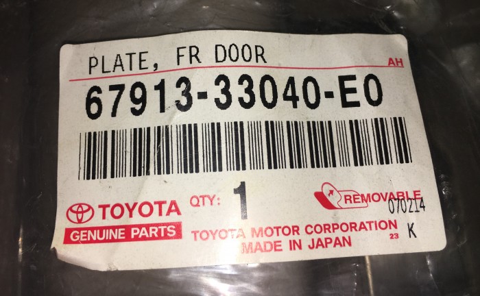 Накладка порога TOYOTA 6791333040E0 CAMRY V30