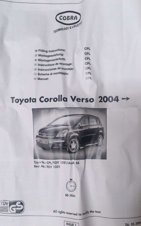 Накладки переднего бампера COROLLA VERCO 2004 COBRA TOY1321