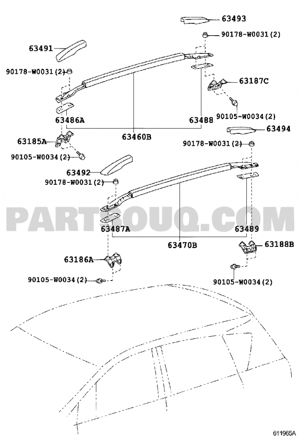 Кронштейн рейлинга крыши TOYOTA Corolla Verso 631860F010